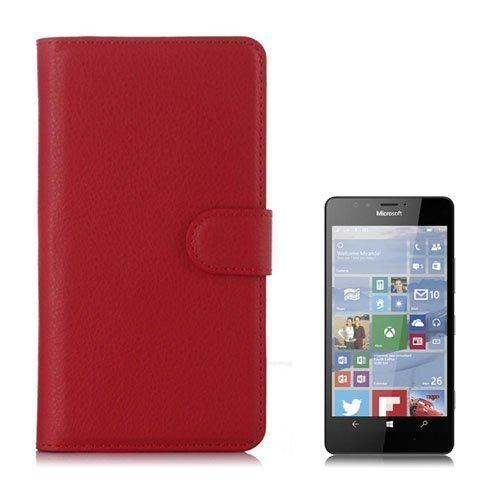 Jensen Microsoft Lumia 950 Nahkakotelo Standillä Punainen