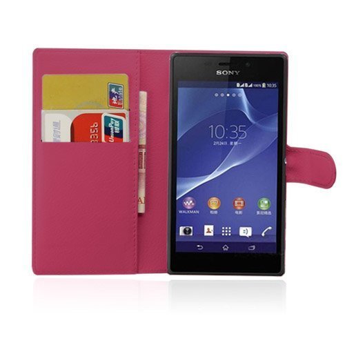 Jensen Sony Xperia M2 Aqua Nahkakotelo Kuuma Pinkki