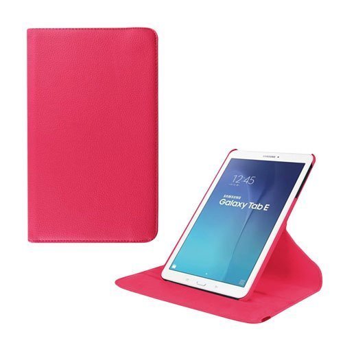 Jessen Samsung Galaxy Tab E 9.6 Nahkakotelo Kääntyvällä Standillä Kuuma Pinkki