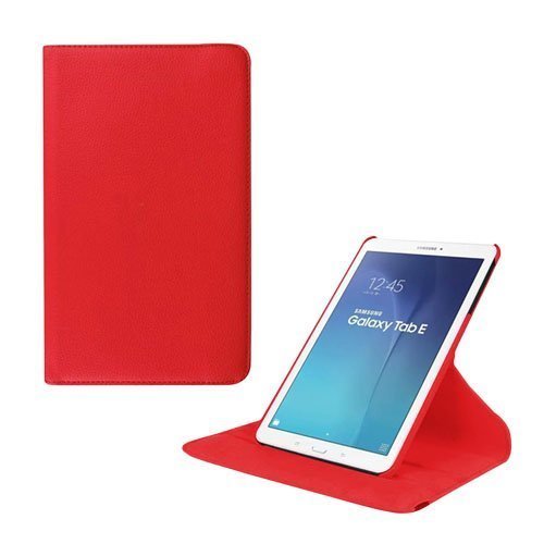 Jessen Samsung Galaxy Tab E 9.6 Nahkakotelo Kääntyvällä Standillä Punainen