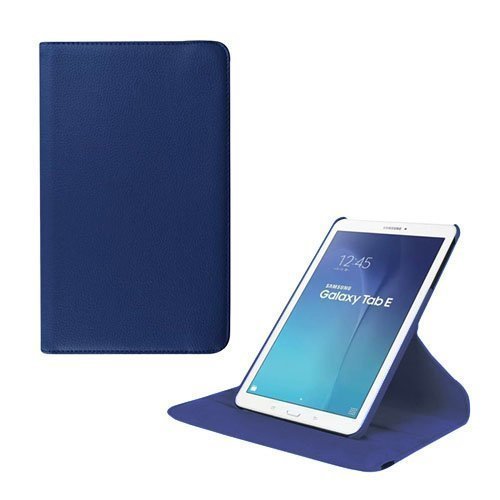 Jessen Samsung Galaxy Tab E 9.6 Nahkakotelo Kääntyvällä Standillä Tummansininen