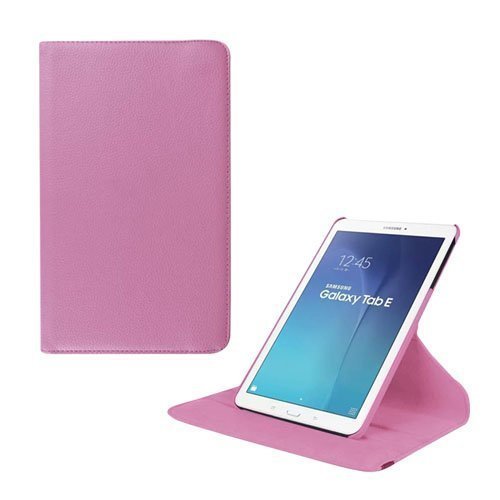 Jessen Samsung Galaxy Tab E 9.6 Nahkakotelo Kääntyvällä Standillä Vaalea Pinkki
