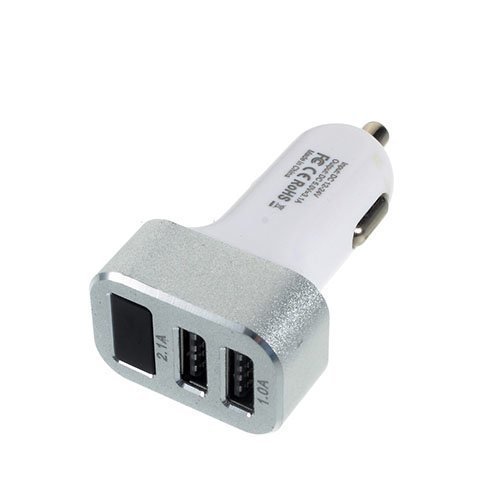 Kaksois-Usb 3.1a Autolaturi Led Näytöllä Älypuhelimille Valkoinen