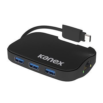 Kanex C-tyypin 3-liitäntäinen USB & Gigabitin Ethernet-sovitin â" Musta