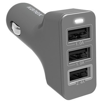 Kanex Universal 3 USB-Port Car Charger 4.4A Space Grey