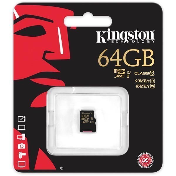 Kingston muistikortti microSDXC 64GB micro Secure Digital Extended Capacity 90MB/s Class 10