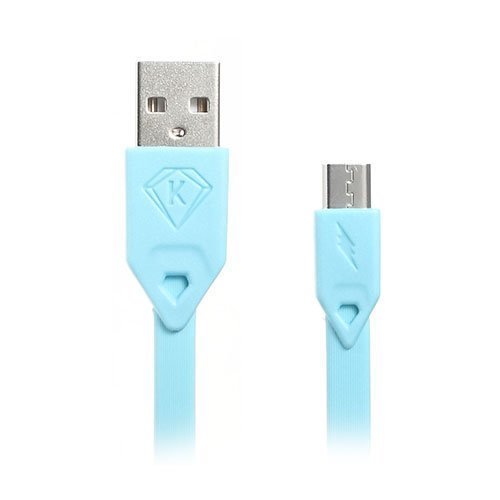 Kingxbar 1 Metrin Litteä Mikro Usb Data Ja Latauskaapeli Sininen