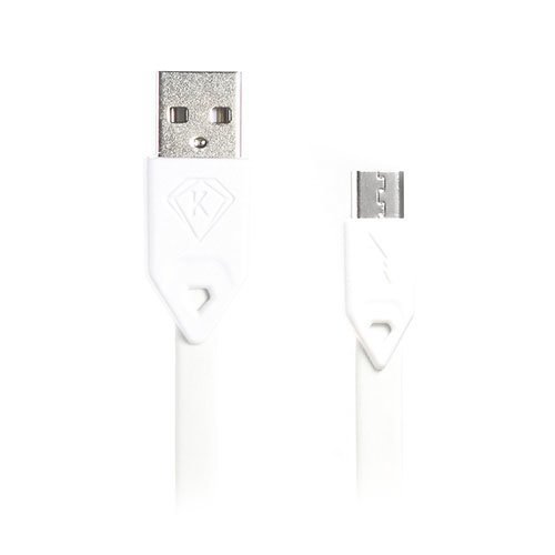 Kingxbar 1 Metrin Litteä Mikro Usb Data Ja Latauskaapeli Valkoinen