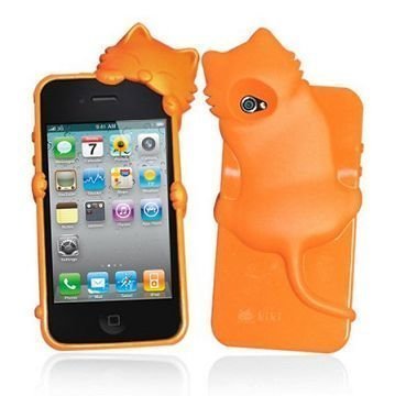 Kitty Crawling Oranssi Iphone 4s Silikonikuori