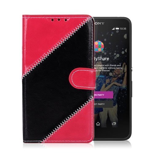 Knausgaard Sony Xperia E4 Nahkakotelo Pinkki Ja Musta