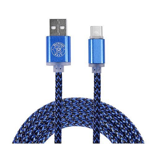 Kudottu Usb Tyyppi-C Lataus Siirto Kaapeli Älypuhelimille Sininen