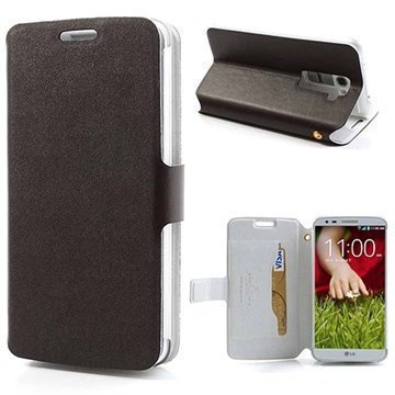 LG G2 Doormoon Wallet Nahkakotelo Ruskea