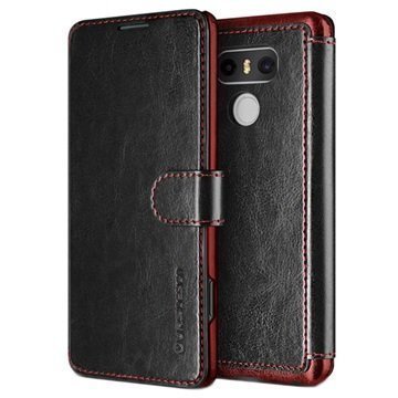 LG G6 VRS Design Dandy Layered Wallet Case Black / Wine Red