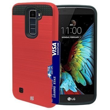 LG K10 Beyond Cell Rugged Shell Case Red / Black