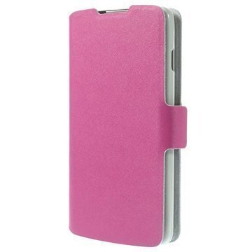 LG L90 D405 Doormoon Wallet Nahkakotelo Kuuma Pinkki