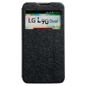 LG L90 Dual D410 Kalaideng Iceland II Läpällinen Nahkakotelo Musta