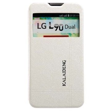 LG L90 Dual D410 Kalaideng Iceland II Läpällinen Nahkakotelo Valkoinen