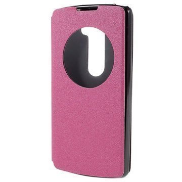 LG Leon Slim View Folio Suojakotelo Kuuma Pinkki