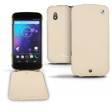 LG Nexus 4 E960 Noreve Tradition Läpällinen Nahkakotelo Beige