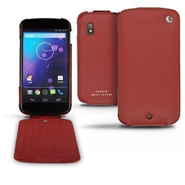 LG Nexus 4 E960 Noreve Tradition Läpällinen Nahkakotelo Punainen