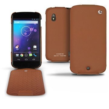 LG Nexus 4 E960 Noreve Tradition Läpällinen Nahkakotelo Ruskea