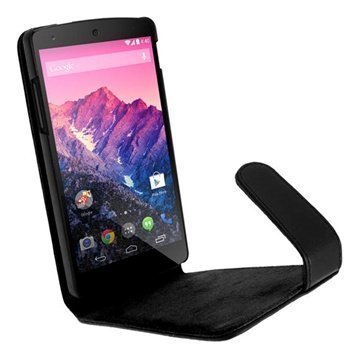 LG Nexus 5 iGadgitz Läpällinen Nahkakotelo Musta