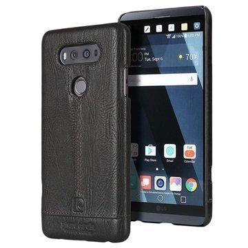 LG V20 Pierre Cardin Nahkapinnoitettu Kotelo Musta