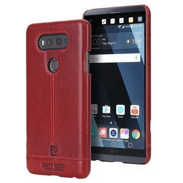 LG V20 Pierre Cardin Nahkapinnoitettu Kotelo Punainen