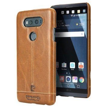 LG V20 Pierre Cardin Nahkapinnoitettu Kotelo Ruskea