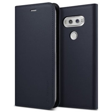 LG V20 VRS Design Diary Nahkalompakko Kotelo Tummansininen