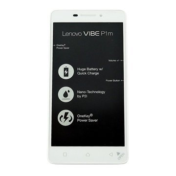 Lenovo Vibe P1m Etukuori & LCD Näyttö Valkoinen