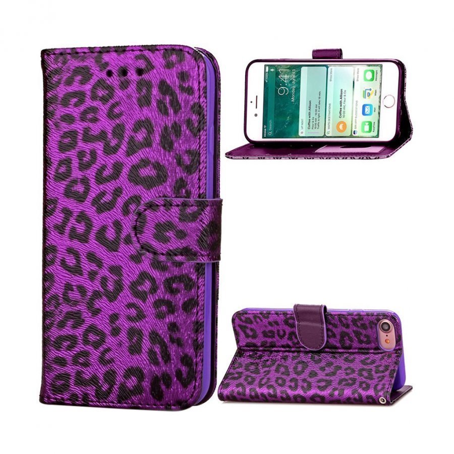 Leopard Ii Iphone 7 Leopardi Kuvioinen Nahkakotelo Violetti