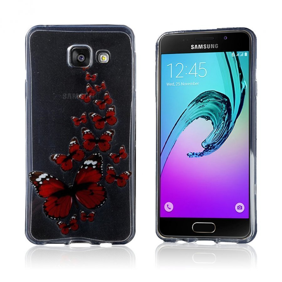Lundbye Samsung Galaxy A3 2016 Kuori Punaisia Perhosia