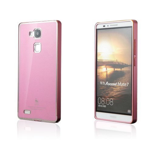 Luphie Huawei Ascend Mate7 Metallinen Suojakehys + Suojakuori- Vaaleanpunainen