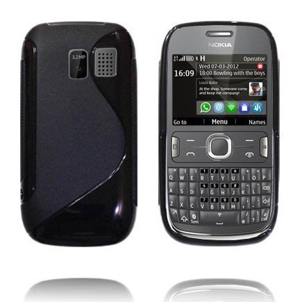 Läpikuultava S-Line Musta Nokia Asha 302 Suojakuori
