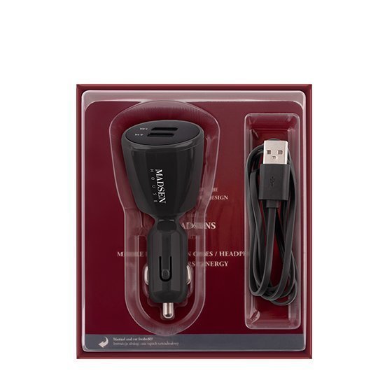 Madsen House Lene Autolaturi kahdella USB portilla ja Micro USB latauskaapelilla Musta