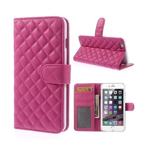 Mellvig Kuuma Pinkki Iphone 6 Plus Diamond Stitch Nahkakotelo