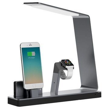 MiTagg NuDock Lamppu Lataustelakka Apple Watch iPhone Avaruusharmaa