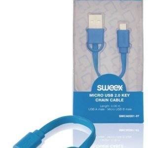 Micro USB 2.0 -avaimenperäkaapeli USB A -urosliitin Micro USB B -urosliitin 0 10 m sininen