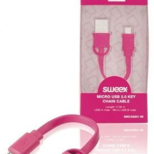 Micro USB 2.0 -avaimenperäkaapeli USB A -urosliitin Micro USB B -urosliitin 0 10 m vaaleanpunainen