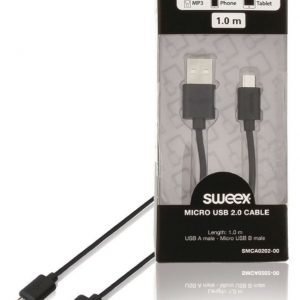 Micro USB 2.0 -kaapeli USB A -urosliitin Micro USB B -urosliitin 1 00 m musta