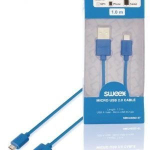 Micro USB 2.0 -kaapeli USB A -urosliitin Micro USB B -urosliitin 1 00 m sininen