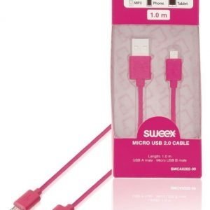 Micro USB 2.0 -kaapeli USB A -urosliitin Micro USB B -urosliitin 1 00 m vaaleanpunainen