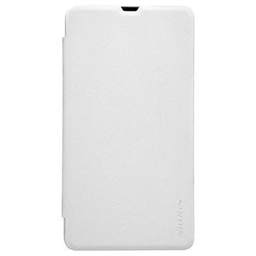 Microsoft Lumia 535 535 Dual SIM Nillkin Kimalle Sarjan Nahkainen Läppäkotelo Valkoinen