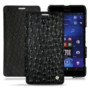 Microsoft Lumia 950 XL Noreve Tradition D Nahkainen Läppäkotelo Horizon Strutsi Musta