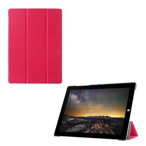 Microsoft Surface 3 Litsi Nahka Kääntökotelo Tumma Pinkki
