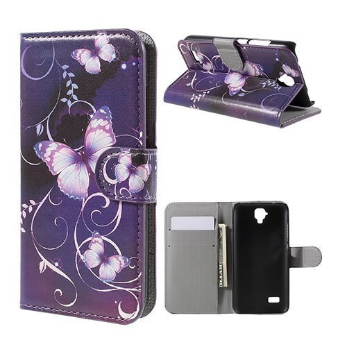 Moberg Huawei Y5 Y560 Kotelo Korttitaskuilla Violetti Perhonen