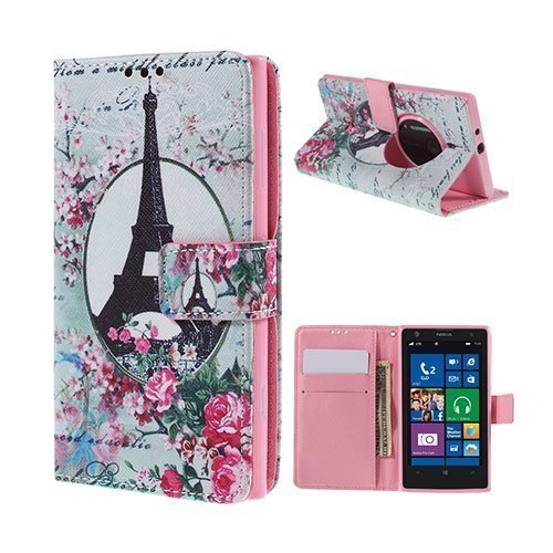 Moberg Nokia Lumia 1020 Nahkakotelo Eiffel Torni Ja Kukkia
