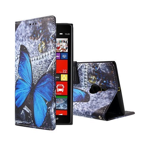 Moberg Nokia Lumia 1520 Nahkakotelo Sininen Perhonen