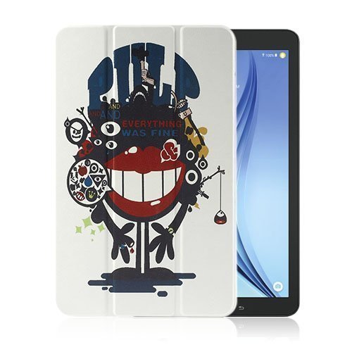 Moberg Samsung Galaxy Tab E. 9.6 Kolmesti Taittuva Nahkakotelo Standillä Punahuulinen Hirviö
